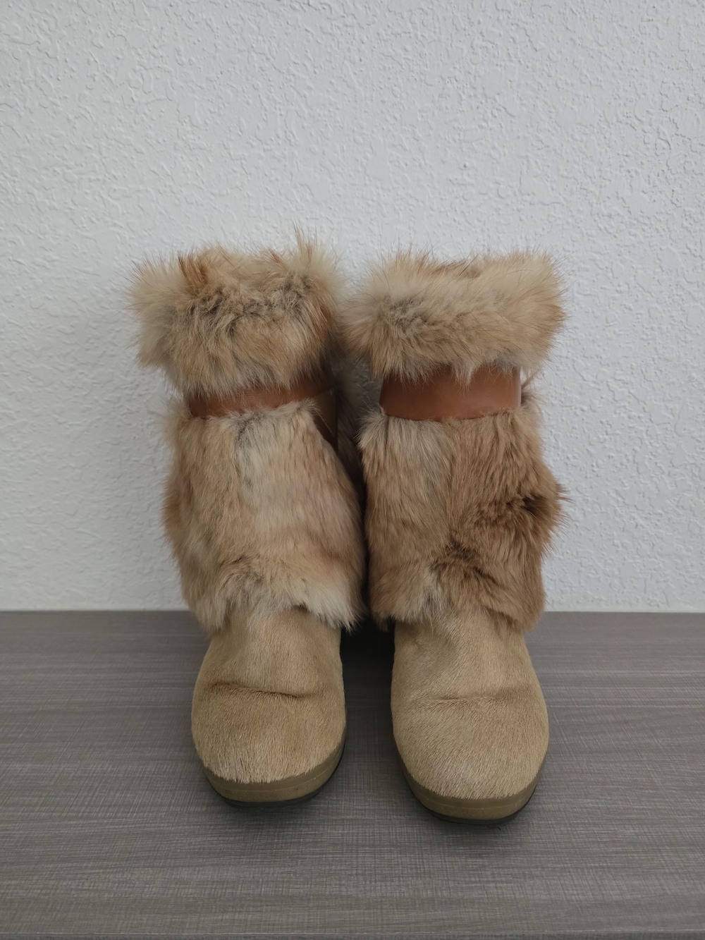 VTG Tecnica Italian Fur & Suede Snow Boots Tan Size 9 / 9.5